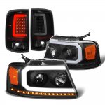 2006 Ford F150 Black DRL Projector Headlights LED Signals Tinted Tail Lights