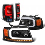 2006 Ford F150 Black DRL Projector Headlights LED Signals Full LED Tail Lights