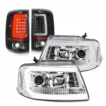2006 Ford F150 LED DRL Projector Headlights Black Tail Lights