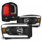2006 Dodge Ram Black LED DRL Headlights Tail Lights