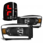 2008 Dodge Ram Black DRL Headlights Tinted Custom LED Tail Lights