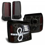 2002 Cadillac Escalade Smoked Halo Projector Headlights LED Tail Lights