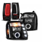 2009 GMC Yukon Black Halo Projector Headlights Tube LED Tail Lights