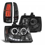 2011 Chevy Avalanche Smoked Halo Projector Headlights and LED Tail Lights