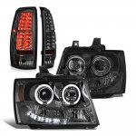 2012 Chevy Avalanche Smoked Halo Projector Headlights and LED Tail Lights
