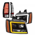 2012 Chevy Avalanche Black DRL Projector Headlights LED Tail Lights