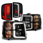 Chevy Silverado 2500HD 2007-2014 Black DRL Projector Headlights Full LED Tail Lights Chevy Silverado 2500HD 2007-2014 Black DRL Projector Headlights Full LED Tail Lights