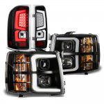 2007 Chevy Silverado Black DRL Projector Headlights Custom LED Tail Lights