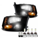 Dodge Ram 3500 2010-2018 Black Smoked LED Quad Headlight Bulbs Set Complete Kit