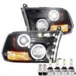 2013 Dodge Ram Black Halo Projector Headlights LED Bulbs Set