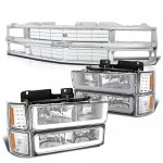 Chevy Tahoe 1995-1999 Chrome Grille LED DRL Headlights Bumper Lights