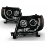2006 Toyota Tacoma Black Smoked Dual Halo Projector Headlights LED