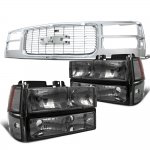 1995 GMC Sierra 3500 Chrome Grille Smoked Headlights Set