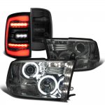 2015 Dodge Ram Smoked Halo Projector Headlights Full LED Tail Lights