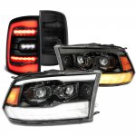 2014 Dodge Ram 3500 5th Gen Smoked Projector Headlights Full LED Tail Lights
