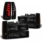 1989 Chevy 3500 Pickup Black Smoked Headlights Custom Tube LED Tail Lights
