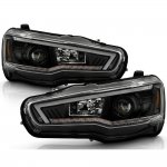 2009 Mitsubishi Lancer Black Projector Headlights LED DRL Dynamic Signal 2009 Mitsubishi Lancer Black Projector Headlights LED DRL Dynamic Signal