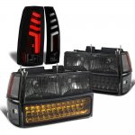 1998 Chevy Suburban Smoked Headlights LED DRL Tube LED Tail Lights Black Smoked