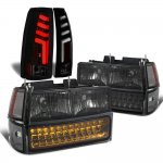 1998 Chevy Suburban Smoked Headlights LED DRL Tube LED Tail Lights Black Smoked 1998 Chevy Suburban Smoked Headlights LED DRL Tube LED Tail Lights Black Smoked