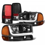 GMC Yukon 2000-2006 Black Tube DRL Headlights LED Tail Lights