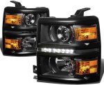 Chevy Silverado 1500 2014-2015 Black Projector Headlights LED DRL Chevy Silverado 1500 2014-2015 Black Projector Headlights LED DRL