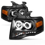 2008 Ford Expedition Projector Headlights Black Halo LED