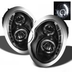 Mini Cooper 2002-2006 Black Halo Projector Headlights with LED Daytime Running Lights