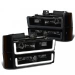 Chevy 1500 Pickup 1988-1993 Black Smoked LED DRL Headlights Bumper Lights