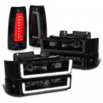 1996 Chevy Tahoe Black Smoked LED DRL Headlights Tail Lights
