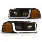 2001 GMC Sierra 2500HD Black LED DRL Headlights