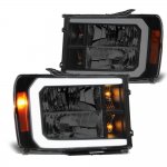 GMC Sierra Denali 2008-2013 Black Smoked LED DRL Headlights