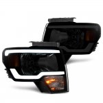 2010 Ford F150 Black Smoked LED DRL Headlights