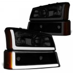 2005 Chevy Silverado Black Smoked LED DRL Headlights Bumper Lights