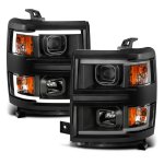 2014 Chevy Silverado 1500 Black LED DRL Projector Headlights