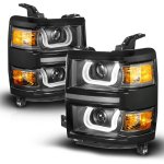 Chevy Silverado 1500 2014-2015 Black Projector Headlights LED U-Bar Chevy Silverado 1500 2014-2015 Black Projector Headlights LED U-Bar