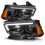 2012 Dodge Charger Black LED DRL Projector Headlights
