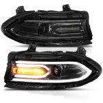 2015 Dodge Charger Black LED DRL Projector Headlights