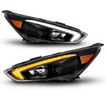 Ford Focus 2015-2018 Black Projector Headlights LED DRL Switchback Signals