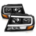 2002 Jeep Grand Cherokee Black Headlights LED DRL