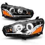 2009 Mitsubishi Lancer Black Projector Headlights LED Halo DRL 2009 Mitsubishi Lancer Black Projector Headlights LED Halo DRL