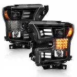 Ford F150 2015-2017 Black Projector Headlights LED DRL Sequential Signals