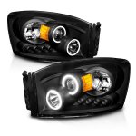 2007 Dodge Ram 3500 Black Projector Headlights LED Halo