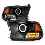 Dodge Ram 2500 2010-2018 Black Projector Headlights LED Halo Signals