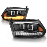 Dodge Ram 2009-2018 Black Dual Projector Headlights LED DRL