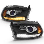 2014 Dodge Ram Matte Black Projector Headlights LED DRL Switchback Signals