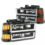 Chevy Tahoe 1995-1999 Black LED DRL Headlights Bumper Side Marker Lights