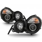 Mercedes Benz E Class 1996-1999 Black Dual Halo Projector Headlights