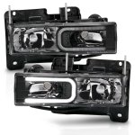 GMC Sierra 1988-1998 Black Headlights C-Tube DRL