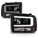 2005 Ford F250 Super Duty Black LED DRL Projector Headlights 2005 Ford F250 Super Duty Black LED DRL Projector Headlights