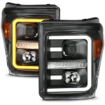 2011 Ford F250 Super Duty Black Projector Headlights LED DRL